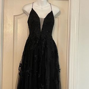 Faviana S10640 Aline Long Evening PROM Dress Gown Black Jersey Sizes  0.